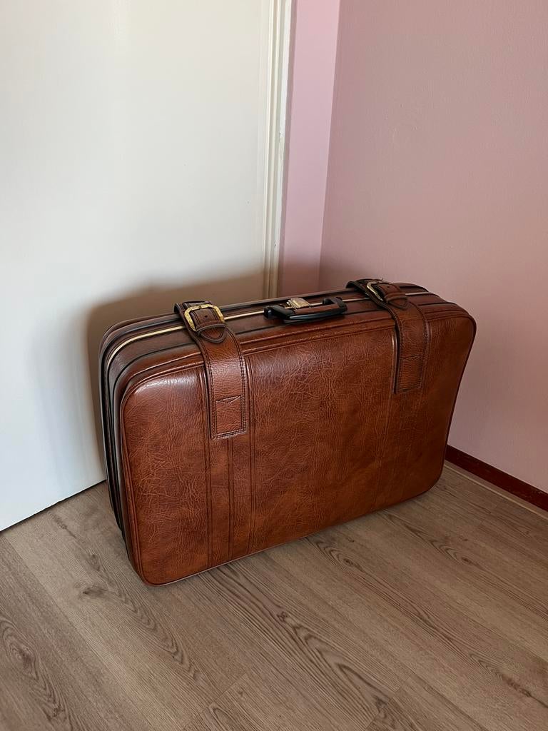 Vingage leren koffer, Sieraden, Tassen en Uiterlijk, Koffers, Ophalen of Verzenden, Zo goed als nieuw, Leer