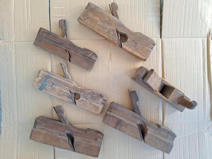 Oud handgereedschap, handschaaf, profielschaven 6 stuks, Antiek en Kunst, Antiek | Gereedschap en Instrumenten, Ophalen