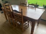 Gratis Houten eettafel met 6 stoelen, Huis en Inrichting, Complete eetkamers, Ophalen, Gebruikt, Landelijk, 6 tot 8 stoelen