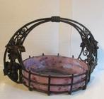 art deco smeedijzeren fruitschaal met glaspasta, Antiek en Kunst, Verzenden