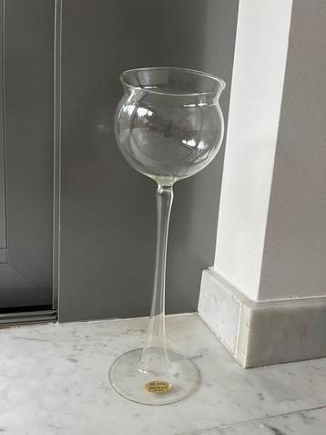 Vintage De Jong Holland  mondgeblazen glas kelk op hoge voet beschikbaar voor biedingen