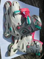 Wit/roze/groene verstelbare inline skates mt 34-37, Ophalen, Verstelbaar, Gebruikt