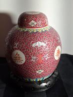 Chinese Gemberpot met houten onderzetter., Ophalen of Verzenden