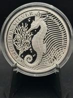 1oz Caribbean zilver - zeepaardje 2023 - barbados munt, Ophalen of Verzenden, Zilver