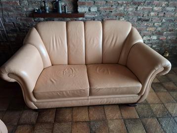 Retro Lederen Bankstel - 2,5 Zits + Fauteuil beschikbaar voor biedingen