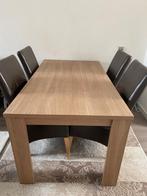Leuke tafel met 4 lederen stoelen, Huis en Inrichting, Complete eetkamers, 4 tot 6 stoelen, Gebruikt, Ophalen of Verzenden