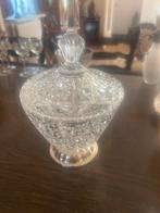 Antieke Kristallen Bonbonnière met Zilveren Voet, Antiek en Kunst, Antiek | Glas en Kristal, Ophalen of Verzenden