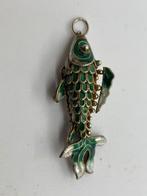 A236 Prachtige zilveren hanger vis emaille, Sieraden, Tassen en Uiterlijk, Antieke sieraden, Ophalen of Verzenden, Zilver, Hanger