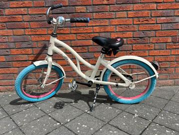 Leuke Alpina kinderfiets 16 inch wit met blauw/roze bandjes beschikbaar voor biedingen