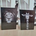 Wanddecoratie posters leeuw giraffe, Huis en Inrichting, Woonaccessoires | Lijsten, Minder dan 50 cm, Zo goed als nieuw, Ophalen