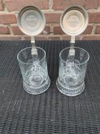 2 x Glazen bierpul met tinnen deksel, handig voor Carnaval., Ophalen of Verzenden, Gebruikt, Overige typen