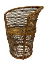 Vintage Boho/bohemian rieten stoel fauteuil, Huis en Inrichting, Fauteuils, Riet of Rotan, Zo goed als nieuw, 50 tot 75 cm, Vintage