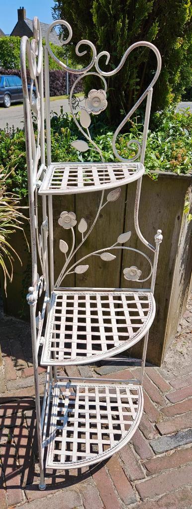 PLANTENREK /HOEK ETAGÈRE / 116 CM HOOG /METAAL /white/beige, Tuin en Terras, Tuinbeelden, Nieuw, Metaal, Ophalen of Verzenden