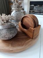 Landelijke onderzetters 4x in houder nieuw., Ophalen of Verzenden, Nieuw, Glas of Kopje