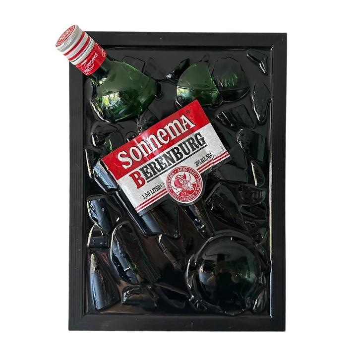 Berenburg 2 broken bottle, Antiek en Kunst, Kunst | Schilderijen | Modern, Ophalen of Verzenden