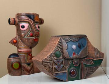 Design Pablo Picasso stijl set vazen keramiek tribaal beschikbaar voor biedingen