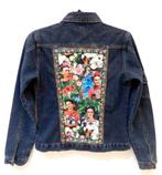 Spijkerjas upcycled Frida Kahlo stof, Ophalen of Verzenden, Zo goed als nieuw, Maat 36 (S), Blauw