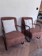 2 prachtige fauteuils in de kleur cognac, Huis en Inrichting, Fauteuils, Ophalen, 75 tot 100 cm, Zo goed als nieuw, Stof