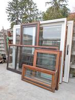 SCHUIFPUI + DEUR + 4 KOZIJNEN HARDHOUT !!!, Ophalen, Gebruikt, Raamkozijn, Inclusief glas