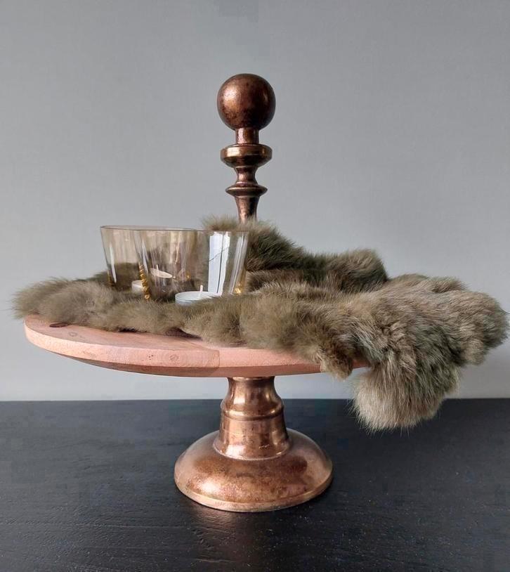 Etagere 1 laags Chique plateau hout antiek goud D40 Nieuw, Huis en Inrichting, Woonaccessoires | Etagères, Nieuw, Ophalen of Verzenden