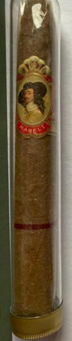 Vintage Karel I sigaar in glazen koffer, Ophalen of Verzenden, Zo goed als nieuw, Sigarenbandjes