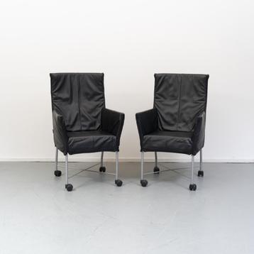 ACTIE!! 75x Montis Chaplin Stoel Zwart Leer - Grijs/Wiel beschikbaar voor biedingen