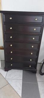 Houten Kommode met 7 Lades & Messing Knopen, 5 laden of meer, Ophalen, 25 tot 50 cm, 50 tot 100 cm