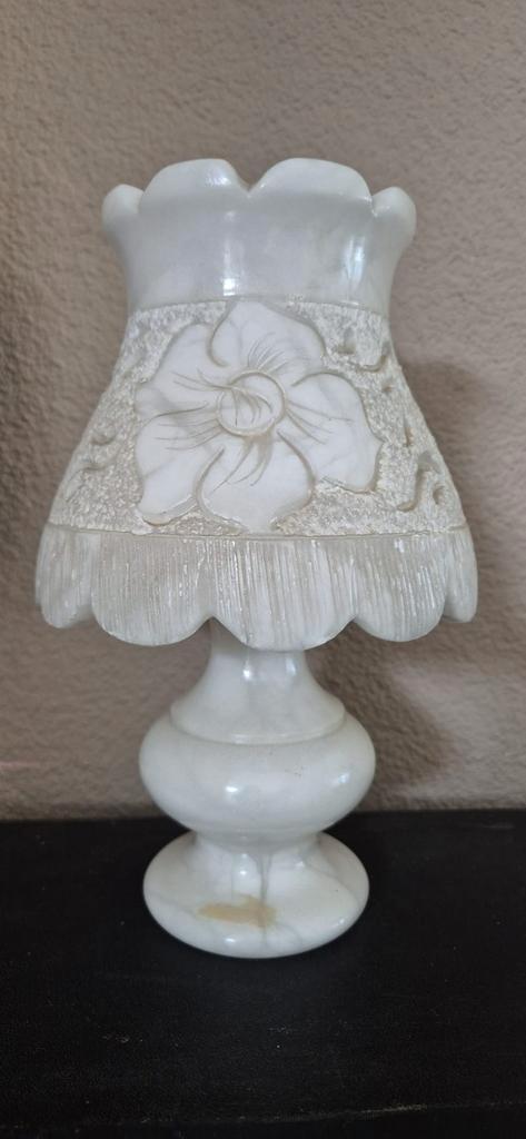 Antieke Albast Lamp met Bloemen, Antiek en Kunst, Antiek | Lampen, Ophalen of Verzenden