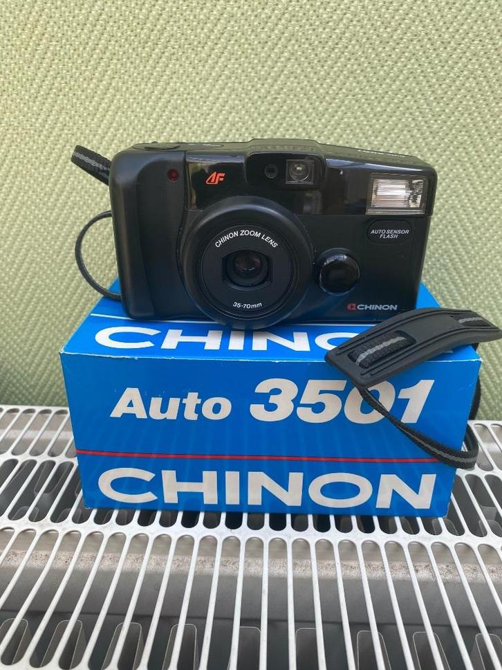 Chinon Auto 3501 compact camera 35mm zoom met draagtas, Audio, Tv en Foto, Fotocamera's Analoog, Zo goed als nieuw, Compact, Overige Merken