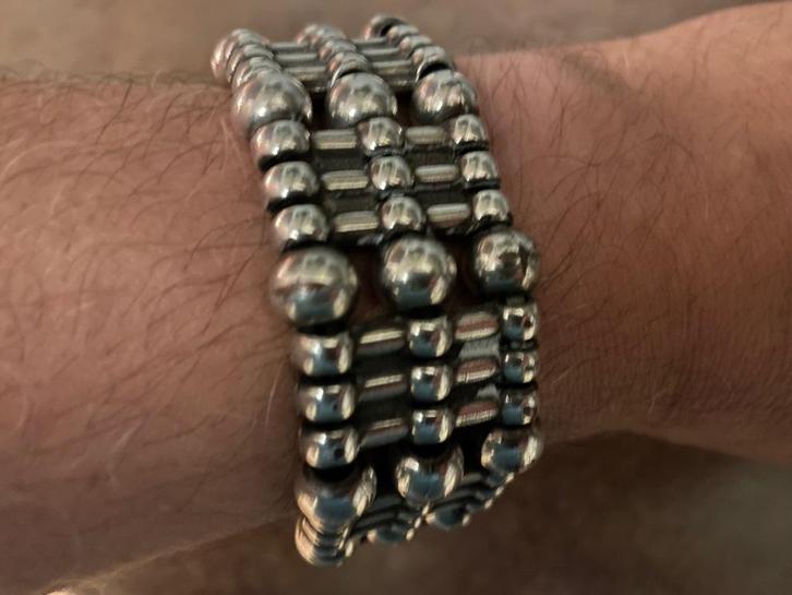 Brede Josh armband, Sieraden, Tassen en Uiterlijk, Armbanden, Gebruikt, Staal, Zilver, Ophalen of Verzenden