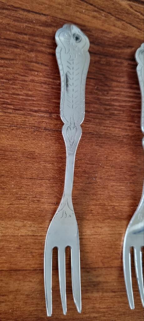 Vintage Sola Verzilverde Gebaksvorkjes, Antiek en Kunst, Antiek | Bestek, Ophalen of Verzenden