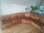 Bruine leren hoekbank (rond) 330x260, Huis en Inrichting, Ophalen, Gebruikt, Leer, Modern