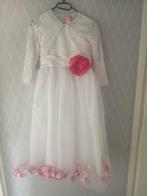 Wit Bruidsmeisjesjurkje met Kanten Bolero - Maat 134, Kinderen en Baby's, Ophalen of Verzenden