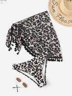 Nieue bikinibroekje met omslagdoek panterprint mt. 50, Kleding | Dames, Grote Maten, Ophalen of Verzenden, Zo goed als nieuw