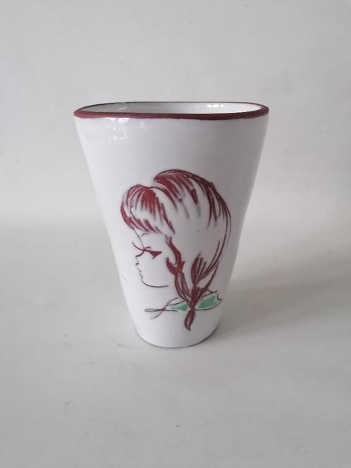 vintage keramiek vaasje met meisjehoofd - Aalten 15 cm, Antiek en Kunst, Antiek | Keramiek en Aardewerk, Verzenden