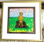 Jongetje Bart Drost op boomstronk '99 - (geboren 1955 Venlo), Antiek en Kunst, Kunst | Schilderijen | Klassiek, Ophalen