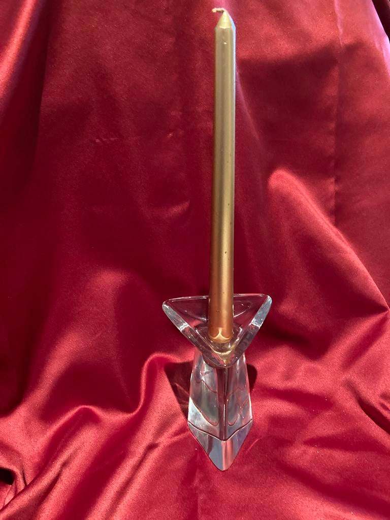 Val St Lambert Tricorne Kristallen Kandelaar Jaren 60, Antiek en Kunst, Ophalen of Verzenden, Kristal