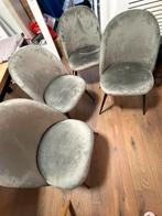 4 Velvet grijs eetkamerstoelen, Huis en Inrichting, Stoelen, Ophalen, Zo goed als nieuw, Grijs