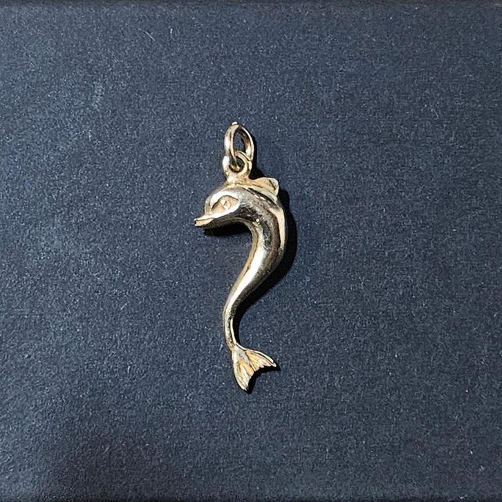 14 karaat gouden kettinghanger dolfijn 30x12mm, Sieraden, Tassen en Uiterlijk, Kettinghangers, Zo goed als nieuw, Goud, Geel, Dier
