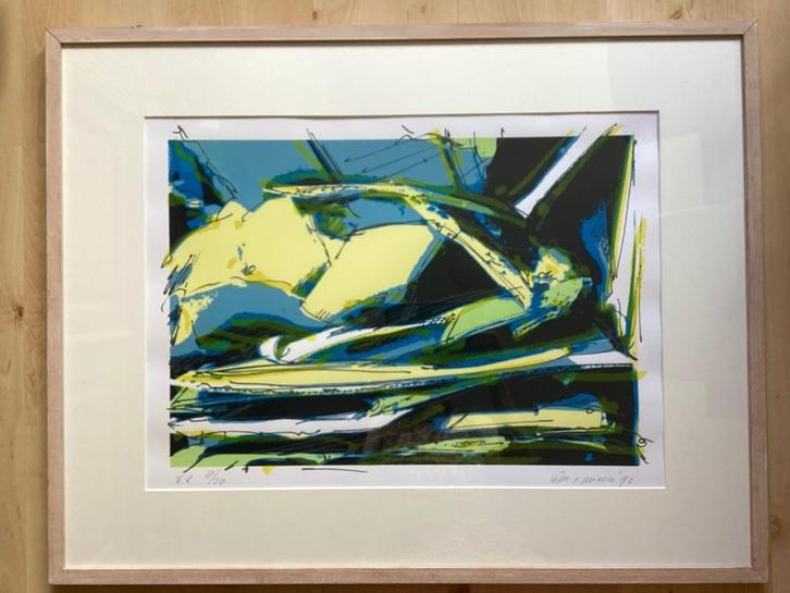 Zeefdruk, Wim Kuunen, abstract, gesigneerd , vintage, Antiek en Kunst, Kunst | Litho's en Zeefdrukken, Ophalen