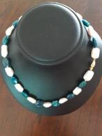 echt barok parelcollier met apatiet en 14 krt geelg slot, Wit, Nieuw, Ophalen of Verzenden, Met edelsteen