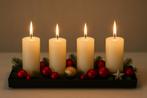 Advent krans Advents Standaard kerst4 Kaarsen - Zwart Metaal, Zwart, Ophalen of Verzenden, Zo goed als nieuw, Metaal