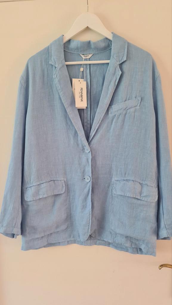 Nieuwe blauwe linnen blazer 36 S baggy colbertje lichtblauw, Kleding | Dames, Jasjes, Kostuums en Pakken, Nieuw, Jasje, Maat 36 (S)