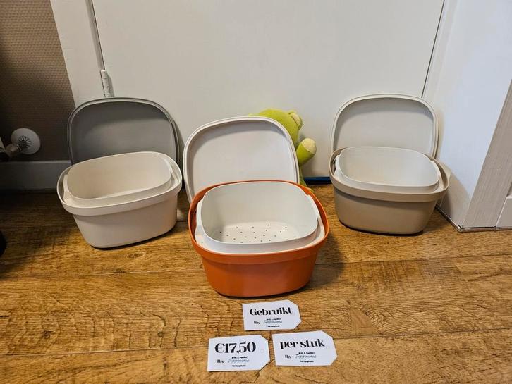 Tupperware serveerwonders gekleurd, Huis en Inrichting, Keuken | Tupperware, Gebruikt, Bak of Kom, Wit, Bruin, Ophalen of Verzenden