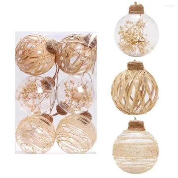 Kerstballen set 6 stuks - beige/transparant beschikbaar voor biedingen