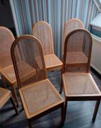 Rieten rotan Vintage Bijenkorf stoelen huiselijk 6 stuks, Ophalen, Gebruikt, Bruin, Vintage