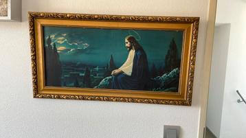 Evangelische voorstelling in antieke lijst beschikbaar voor biedingen