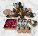 SET Verzilverde theesetje lepeltjes vorkjes suikerpotjes etc, Antiek en Kunst, Curiosa en Brocante, Ophalen of Verzenden