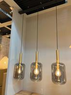 Hanglamp 3L 100x22x32 cm brons+smoke glas, Huis en Inrichting, Lampen | Hanglampen, Ophalen, Zo goed als nieuw, Glas, 75 cm of meer