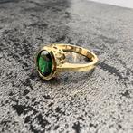 14k gouden ring met groen steen, Ophalen of Verzenden